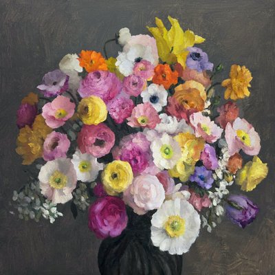 En färgsprakande blomsterbukett av James Zamora