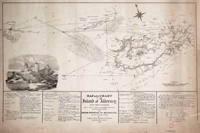 Karta och diagram över ön Alderney och kistorna av James the Younger Wyld