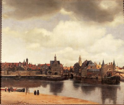 Vy över Delft, Nederländerna, efter branden (olja på duk) av Jan (1632-75) Vermeer