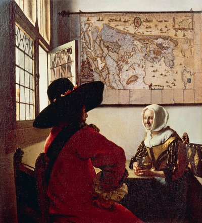 Soldat och skrattande flicka av Johannes Vermeer