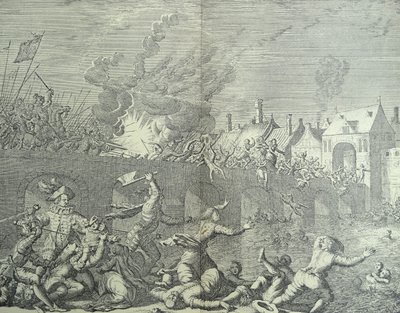 Maastricht, Nederländerna sparkas av prinsen av Parma av Jan (after) Luyken