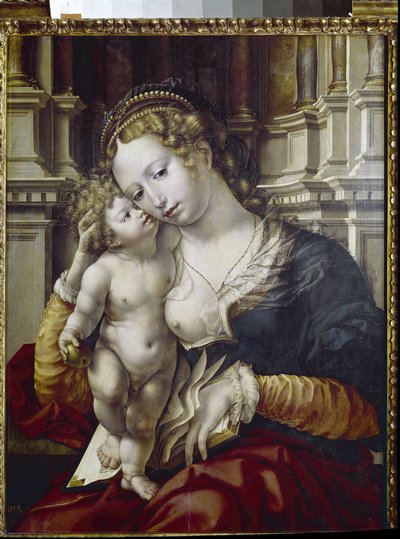 Jungfrun och barnet (olja på panel av Jan (c.1472 c.1533) Gossaert