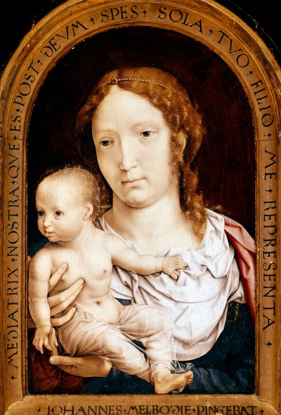 Jungfru med barn. Carondelet diptyk (olja på panel av Jan (c.1472 c.1533) Gossaert