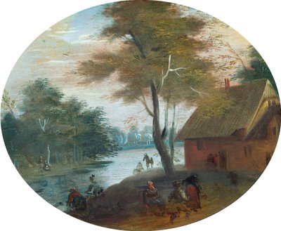 Flodscen av Jan (follower of) Brueghel