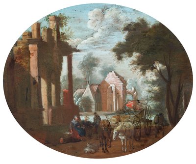 Förstört slott av Jan (follower of) Brueghel