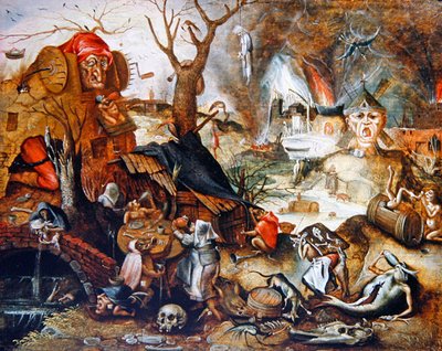 A Vision of Hell (olja på panel) av Jan (follower of) Mandijn