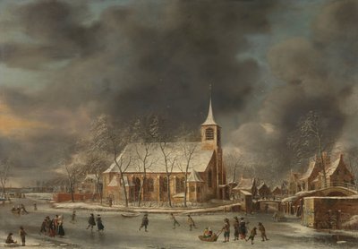 Utsikt över Slotens kyrka på vintern av Jan Abrahamsz. Beerstraten