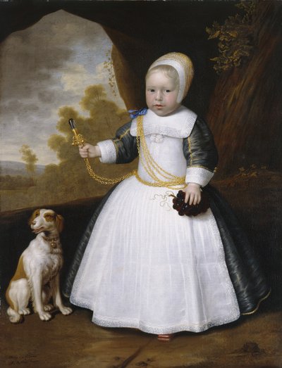 Porträtt av en pojke med en hund av Jan Albertsz Rootius