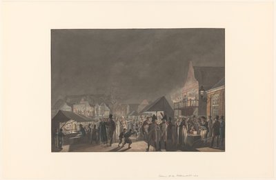 Mässa på Botermarkt i Amsterdam, 1810 av Jan Anthonie Langendijk Dzn