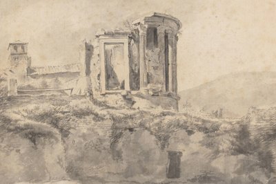 Utsikt över Vestatemplet i Tivoli av Jan Asselijn (possibly)