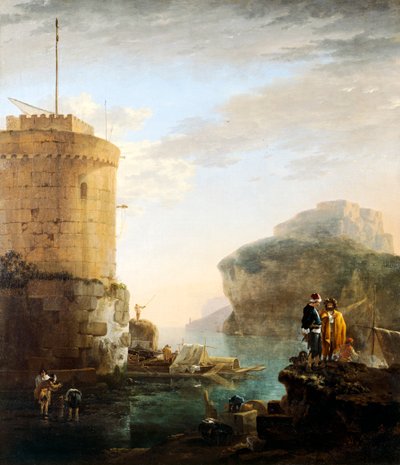 Harbour Scene (olja på duk) av Jan Asselijn
