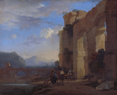 Muleteers bredvid en italiensk ruin av Jan Asselijn