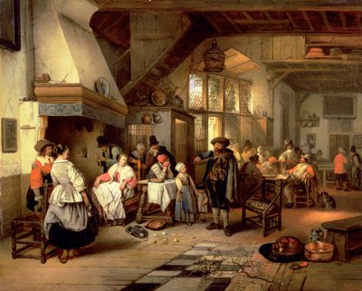 Interiör av en krog med en blind spelman, 1844 (för detaljer se 76798) av Jan August Hendrik Leys