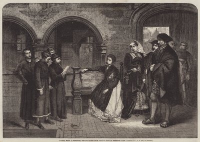 Luther, when a Chorister, singing Hymns from Door to Door at Eisenach  av Jan August Hendrik Leys
