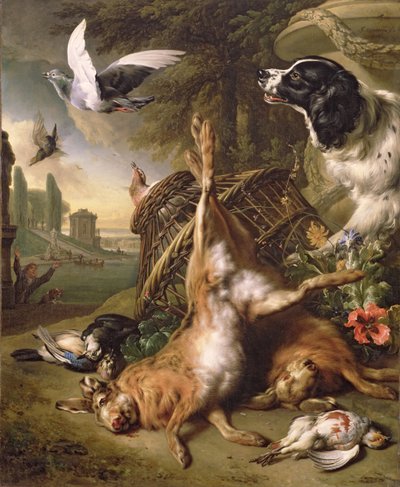 Stilleben med dött vilt och harar av Jan Baptist Weenix