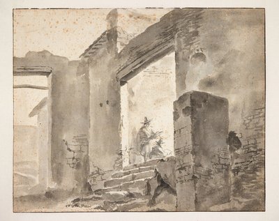 Två tecknare i en ruin av Jan Baptist Weenix
