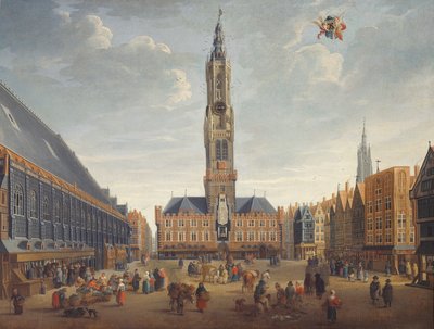 The Markt, Brygge, ca 1691-1700 (olja på panel) av Jan Baptist van Meunincxhove