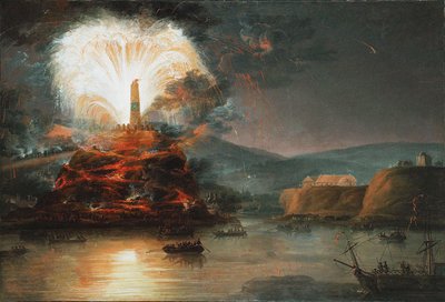Fyrverkerier på Kaniow för att hedra Katarina II 1787, 1787 av Jan Bogumil Plersch