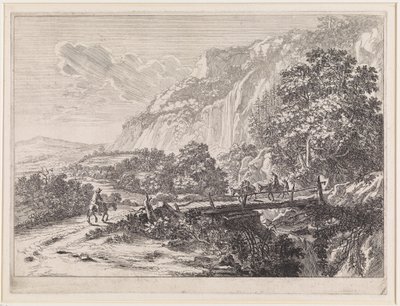 Landskap med träbro vid Sulmona nära Tivoli av Jan Both