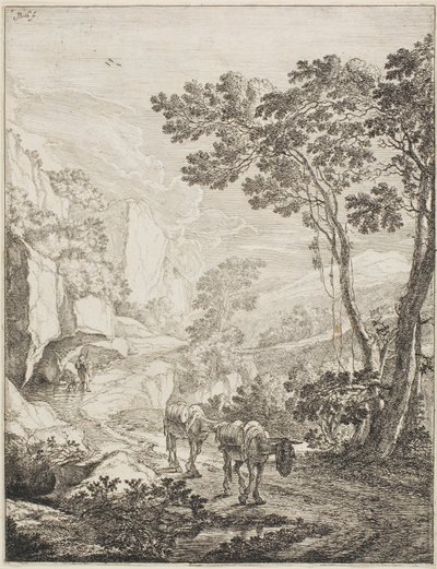 The Two Mules, från en uppsättning av fyra italienska landskap av Jan Both