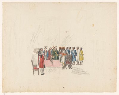 Mottagande av sändebuden för kungen av Kandy, 1785 av Jan Brandes