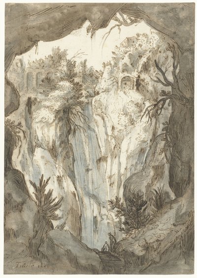 Tivolis vattenfall sett från en grotta av Jan Brueghel (I) (attributed to)