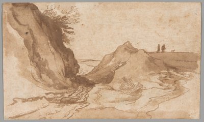 Ett kuperat landskap med figurer vid en ravin av Jan Brueghel the Elder