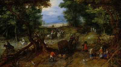 En skogsväg med resenärer, 1607. av Jan Brueghel the Elder