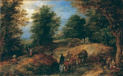 Landskap med resenärer på en skogsstig, ca. 1607. av Jan Brueghel the Elder