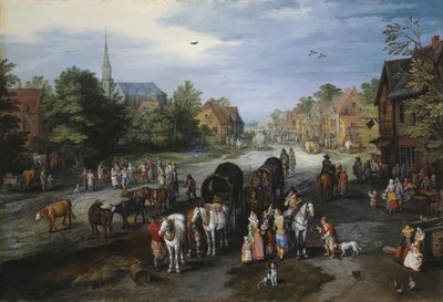 Utsikt över byn Schelle (bygata) av Jan Brueghel the Elder