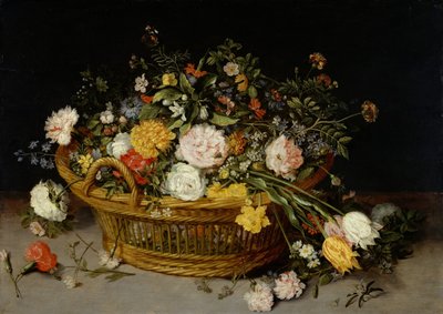 En korg med blommor, troligen 1620-talet. av Jan Brueghel the Younger