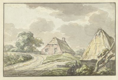 Bondgård vid vägskälet till en landsväg av Jan Bulthuis