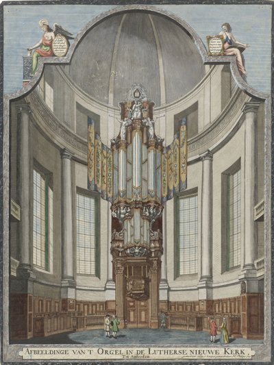 Orgel för den nya lutherska kyrkan i Amsterdam Bild på orgeln i den lutherska Nieuwe Kerk, Tot Amsterdam (titel på objekt) av Jan Caspar Philips