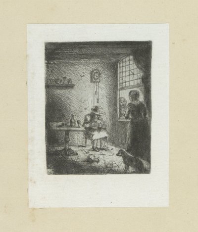 Interiör sätter lezende man The Compleat Work of Etchings av John Chalon / Oeuvre Complette des Eaux Fortes av Jean Chalon (serietitel) av Jan Chalon