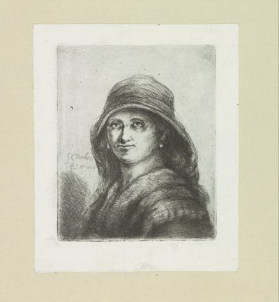 Jonge kvinna sätter huva The Compleat Work of Etchings av John Chalon / Oeuvre Complette des Eaux Fortes av Jean Chalon (serietitel) av Jan Chalon