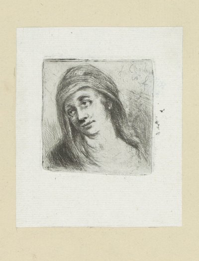 Unge kvinna med huvudduk The Compleat Work of Etchings av John Chalon / Oeuvre Complette des Eaux Fortes av Jean Chalon (serietitel) av Jan Chalon