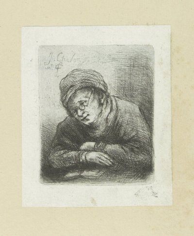 Lezende man lyser The Compleat Work of Etchings av John Chalon / Oeuvre Complette des Eaux Fortes av Jean Chalon (serietitel) av Jan Chalon