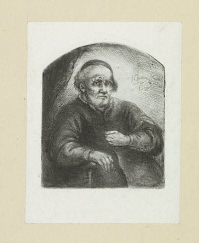 Oude man in en leunstoel The Compleat Work of Etchings av John Chalon / Oeuvre Complette des Eaux Fortes av Jean Chalon (serietitel) av Jan Chalon