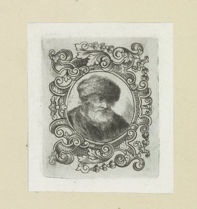Oude man mötte bonthoed i ornamentrand The Compleat Work of Etchings av John Chalon / Oeuvre Complette des Eaux Fortes av Jean Chalon (serietitel) av Jan Chalon