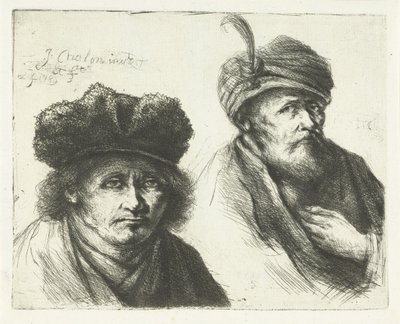 Två män, med hattar och turbaner av Jan Chalon