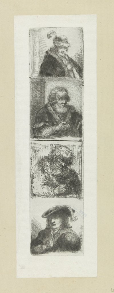 Vier mansportretten The Compleat Work of Etchings av John Chalon / Oeuvre Complette des Eaux Fortes av Jean Chalon (serietitel) av Jan Chalon