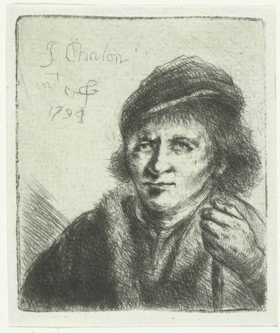 Vuxen man med hatt och käpp av Jan Chalon