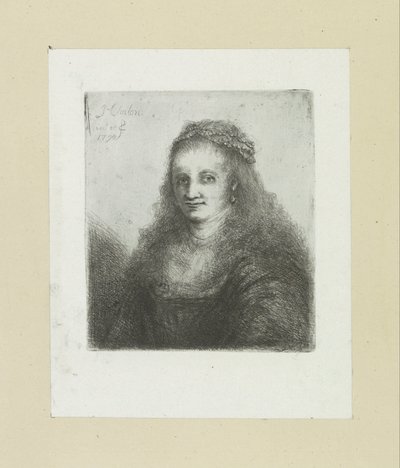 Kvinna med ett pärlhalsband i håret The Compleat Work of Etchings av John Chalon / Oeuvre Complette des Eaux Fortes av Jean Chalon (serietitel) av Jan Chalon