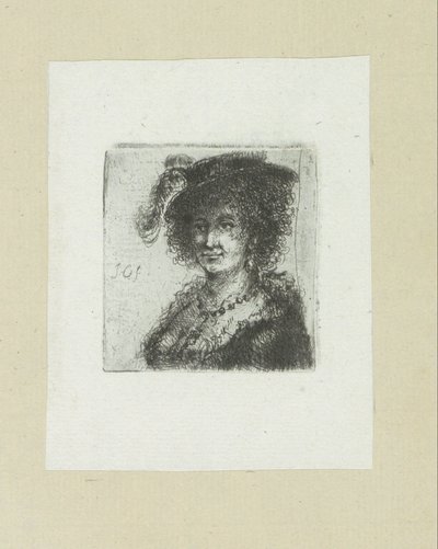 Vrouw met hoed met veer The Compleat Work of Etchings av John Chalon / Oeuvre Complette des Eaux Fortes av Jean Chalon (serietitel) av Jan Chalon