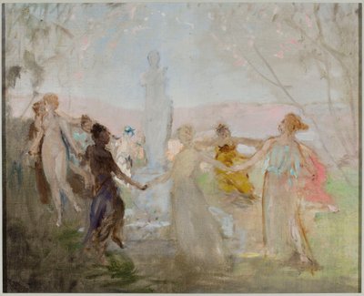 Skiss till målningen "Procession runt statyn Venus från Milo" av Jan Ciągliński