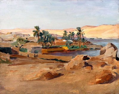 Floden Nilen nära Aswan. Från resan till Egypten av Jan Ciągliński