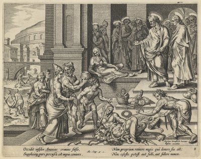 Liknelsen om Ananias och Saffira, tidigt 1600-tal. av Jan Claesz Visscher
