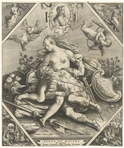 Venus på Mars Venvs et Mavors (titel på objekt) av Jan Collaert (II)