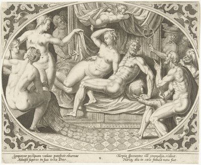 Venus och Mars fångade i äktenskapsbrott Venus och Mars (serietitel) av Jan Collaert (II)