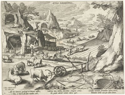Silveråldern Aetas Argentea (titel på objekt) The Four Ages of Man (serietitel) av Jan Collaert (II)